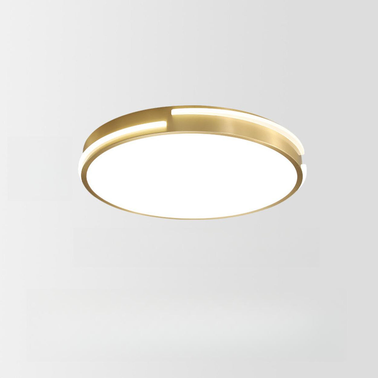 Bedroom Brass Circle LED Flush Mount Ceiling Light Image - 7