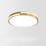 Bedroom Brass Circle LED Flush Mount Ceiling Light Image - 8