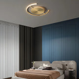 Bedroom Brass Circular LED Flush Mount Ceiling Light Image - 1