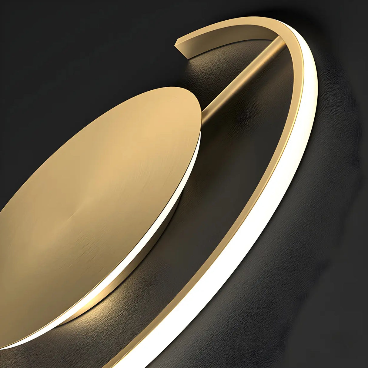 Bedroom Brass Circular LED Flush Mount Ceiling Light Image - 11