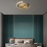 Bedroom Brass Circular LED Flush Mount Ceiling Light Image - 3