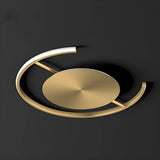 Bedroom Brass Circular LED Flush Mount Ceiling Light Image - 8