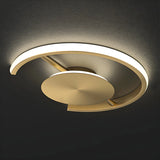 Bedroom Brass Circular LED Flush Mount Ceiling Light Image - 9