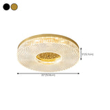 Bedroom Brass Round Crystal Flush Mount Ceiling Light Image - 17