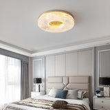 Bedroom Brass Round Crystal Flush Mount Ceiling Light Image - 3