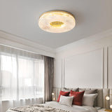 Bedroom Brass Round Crystal Flush Mount Ceiling Light Image - 4