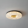 Bedroom Brass Round Crystal Flush Mount Ceiling Light Image - 8