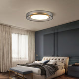 Bedroom Brass Round Metal Flush Mount Ceiling Light Image - 1