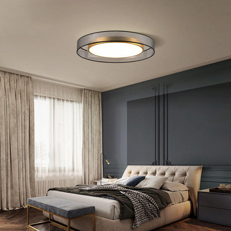 Bedroom Brass Round Metal Flush Mount Ceiling Light Image - 1