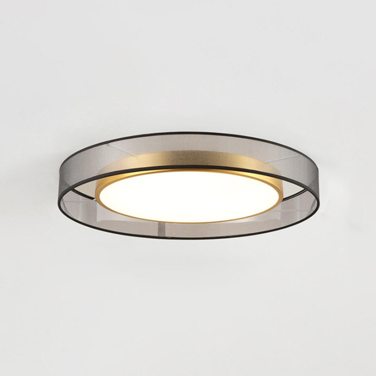 Bedroom Brass Round Metal Flush Mount Ceiling Light Image - 7