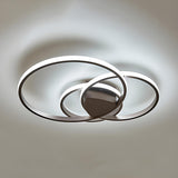 Bedroom Brown Double Ring LED Flush Mount Ceiling Light Image - 3