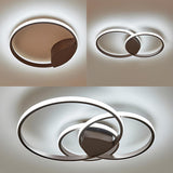 Bedroom Brown Double Ring LED Flush Mount Ceiling Light Image - 6