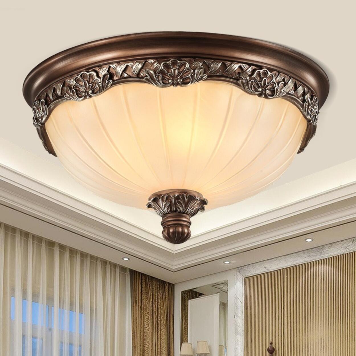 Bedroom Brown Vaulted Dome Flush Mount Ceiling Fixture Image - 1