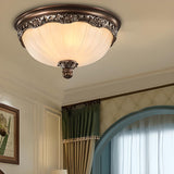 Bedroom Brown Vaulted Dome Flush Mount Ceiling Fixture Image - 13