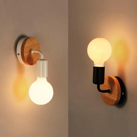 Bedroom Bulb-Shaped White Modern Wood Vanity Light Image - 2