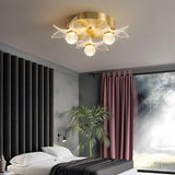 Bedroom Butterfly Ball LED Semi-Flush Mount Lamp 3-Bulb Image - 1