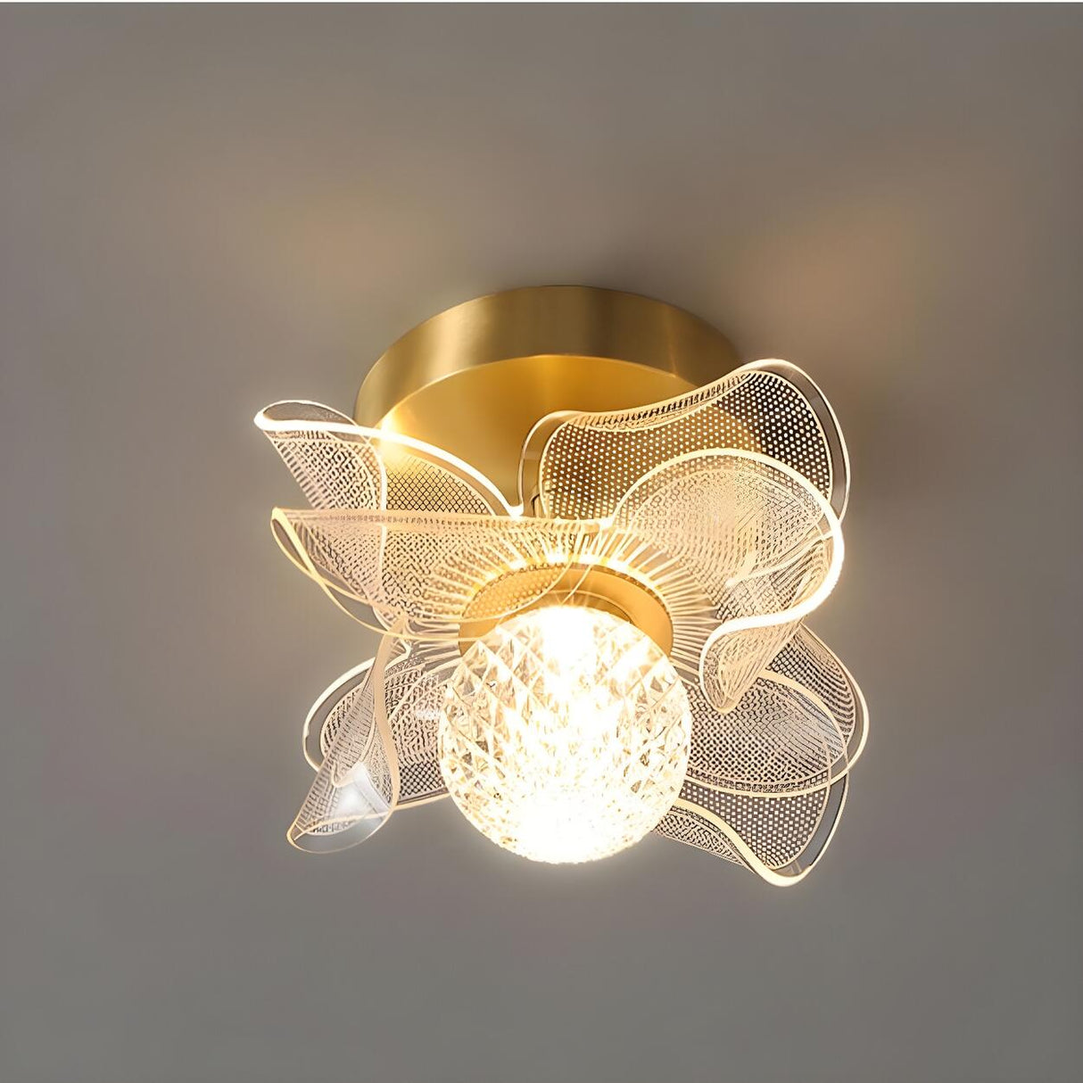 Bedroom Butterfly Ball LED Semi-Flush Mount Lamp 3-Bulb Image - 6