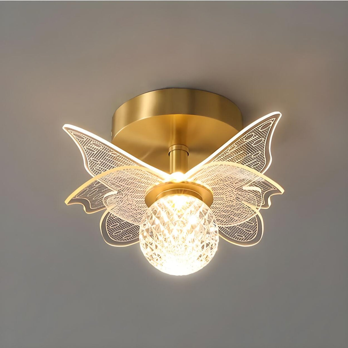 Bedroom Butterfly Ball LED Semi-Flush Mount Lamp 3-Bulb Image - 7