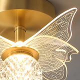 Bedroom Butterfly Ball LED Semi-Flush Mount Lamp 3-Bulb Image - 9