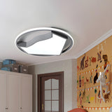 Bedroom Cartoon Small Grey Cat LED Flush Mount Light Image - 1