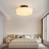 Bedroom Carving Drum Semi-Flush Mount Ceiling Light Image - 1