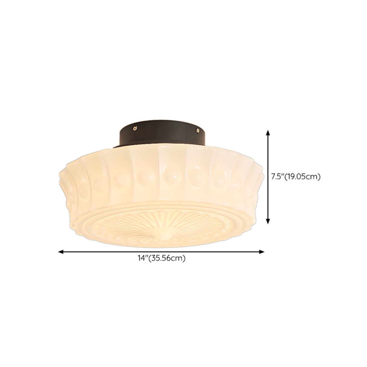 Bedroom Carving Drum Semi-Flush Mount Ceiling Light Image - 12