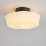 Bedroom Carving Drum Semi-Flush Mount Ceiling Light Image - 2