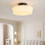 Bedroom Carving Drum Semi-Flush Mount Ceiling Light Image - 3