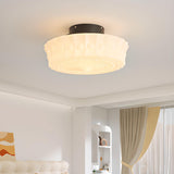 Bedroom Carving Drum Semi-Flush Mount Ceiling Light Image - 5