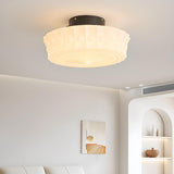 Bedroom Carving Drum Semi-Flush Mount Ceiling Light Image - 6