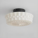 Bedroom Carving Drum Semi-Flush Mount Ceiling Light Image - 9