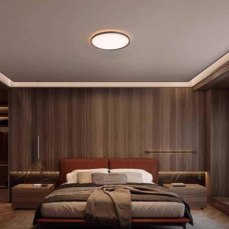 Bedroom Casual Nickel Circle Flush Mount Ceiling Light Image - 2