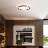 Bedroom Casual Nickel Circle Flush Mount Ceiling Light Image - 6