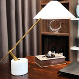 Bedroom Chic White Cone Shade Marble Base Table Lamp Image - 4