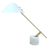 Bedroom Chic White Cone Shade Marble Base Table Lamp Image - 6