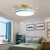 Bedroom Circle Gold Crown Semi-Flush Mount Ceiling Lamp Image - 12