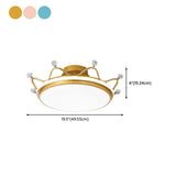 Bedroom Circle Gold Crown Semi-Flush Mount Ceiling Lamp #size