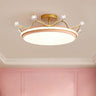 Bedroom Circle Gold Crown Semi-Flush Mount Ceiling Lamp Image - 2