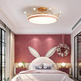 Bedroom Circle Gold Crown Semi-Flush Mount Ceiling Lamp Image - 6