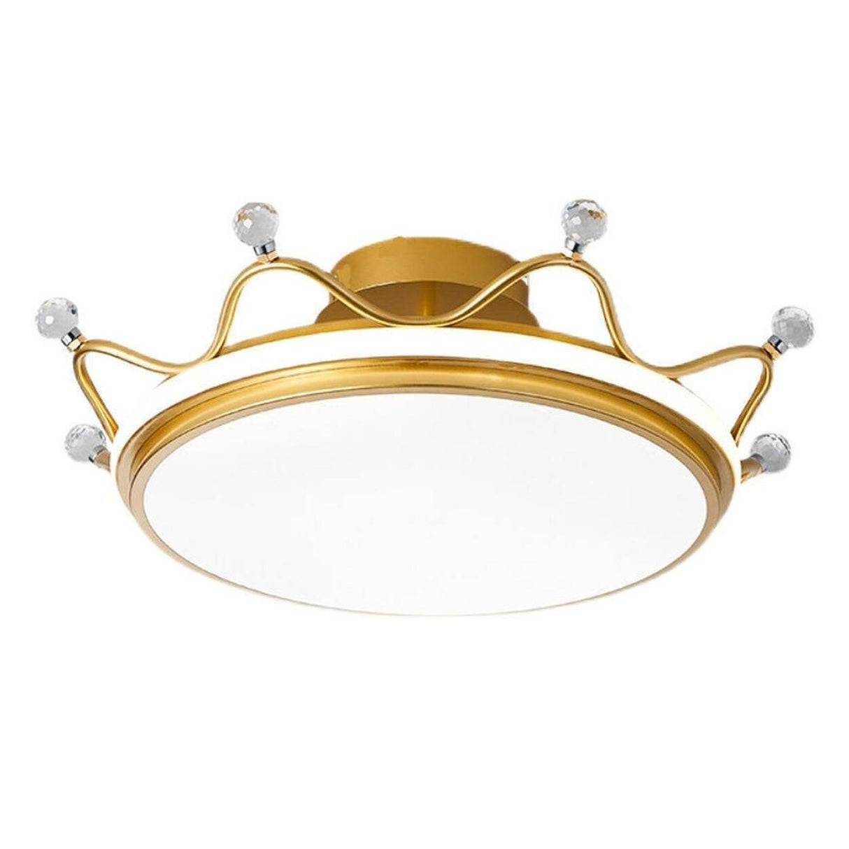 Bedroom Circle Gold Crown Semi-Flush Mount Ceiling Lamp Image - 8