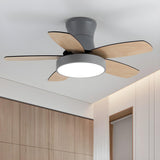 Bedroom Classic 5 Wood Blade LED Ceiling Fan with Light Image - 18