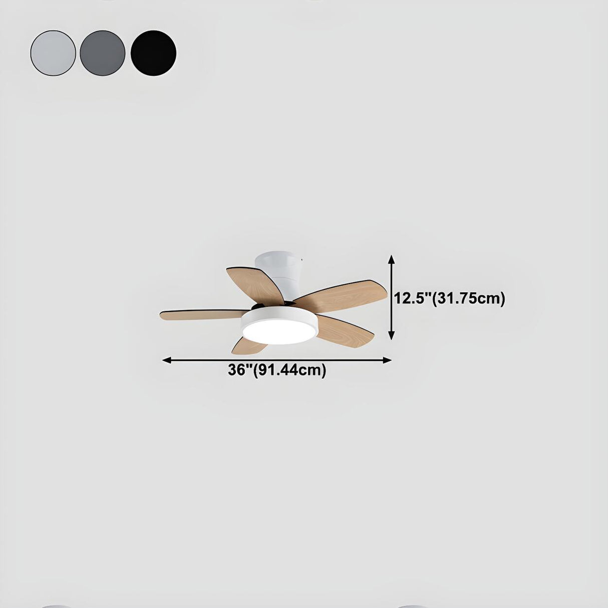 Bedroom Classic 5 Wood Blade LED Ceiling Fan with Light 