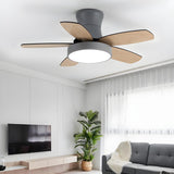 Bedroom Classic 5 Wood Blade LED Ceiling Fan with Light Image - 4