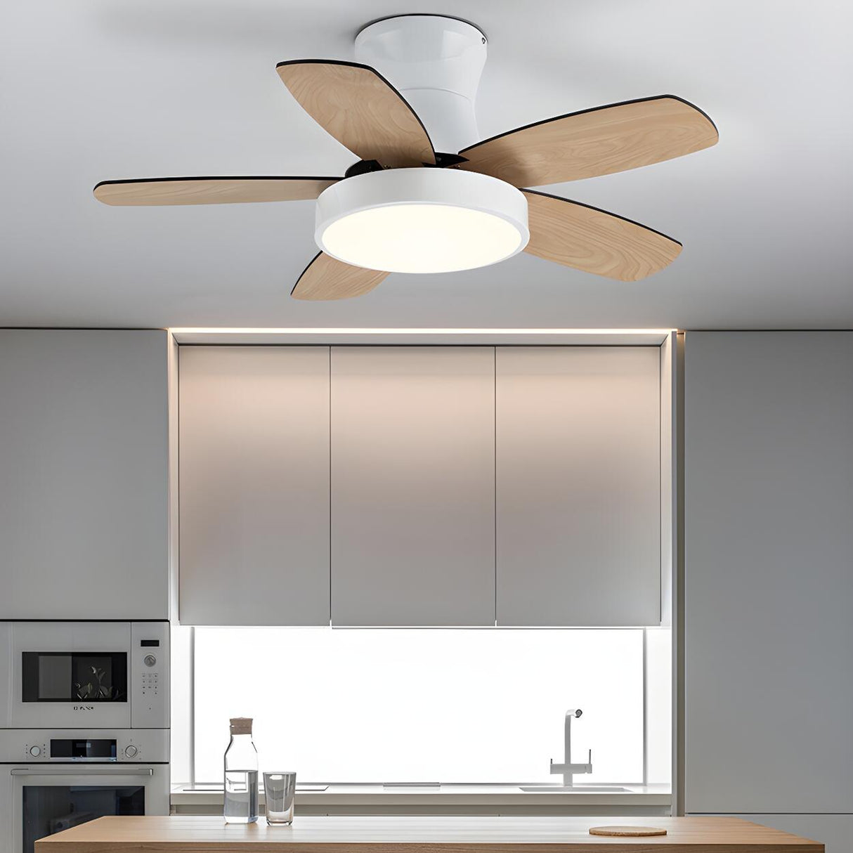 Bedroom Classic 5 Wood Blade LED Ceiling Fan with Light Image - 6