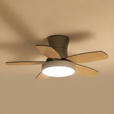 Bedroom Classic 5 Wood Blade LED Ceiling Fan with Light Image - 8