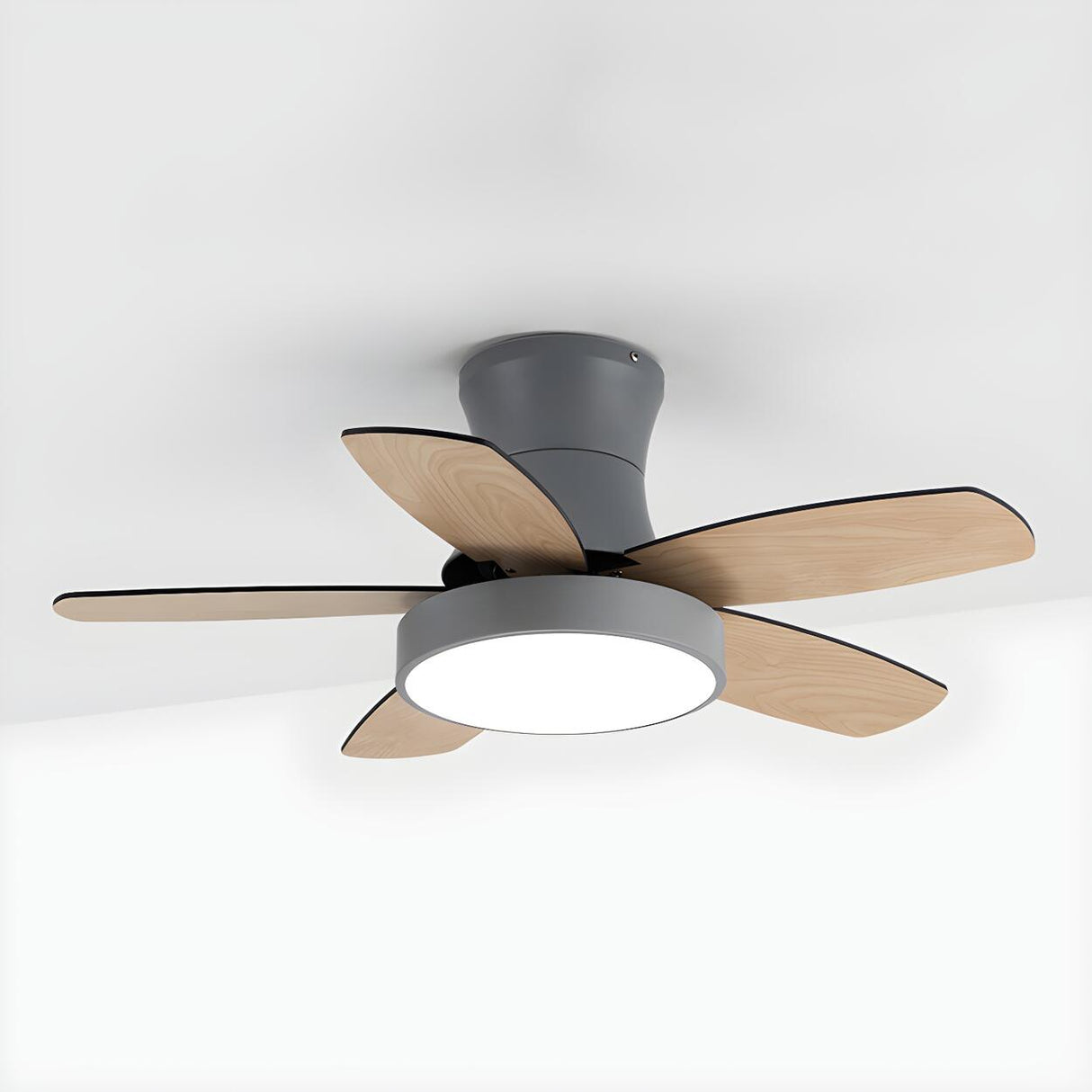 Bedroom Classic 5 Wood Blade LED Ceiling Fan with Light Image - 9