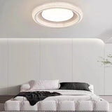 Bedroom Clear Glass White Round Flush Mount Light Image - 1