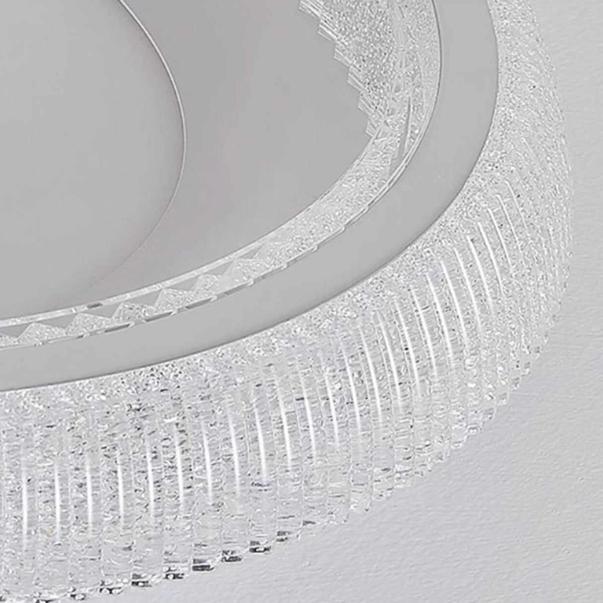 Bedroom Clear Glass White Round Flush Mount Light Image - 12