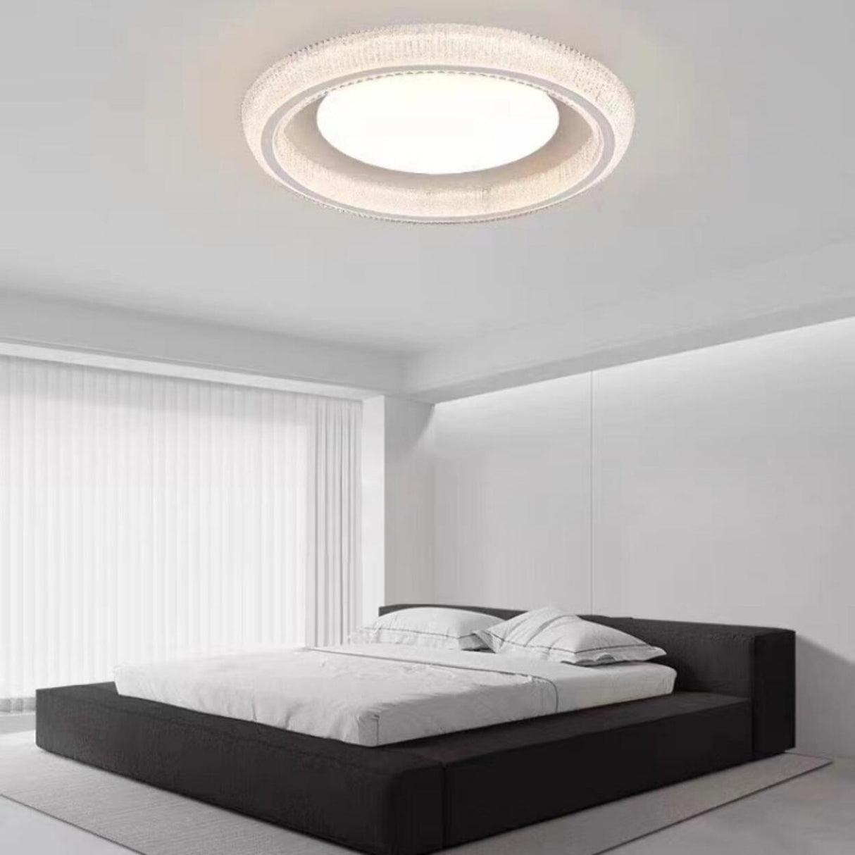 Bedroom Clear Glass White Round Flush Mount Light Image - 3