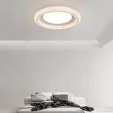 Bedroom Clear Glass White Round Flush Mount Light Image - 4